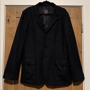 Gap Tailored Wool blend Admiral Military Blazer Sport Coat Mens L Tall Charcoal